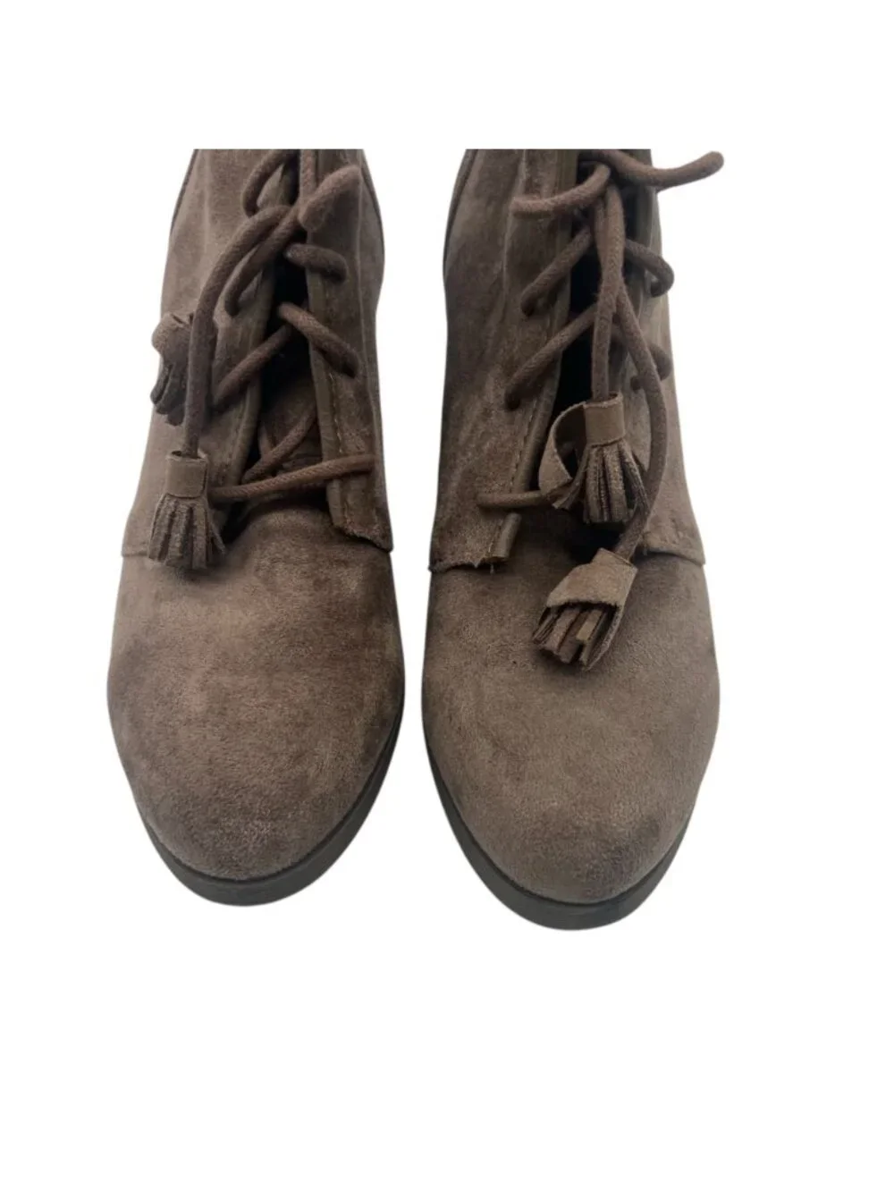 Wedge Ankle Boots Brown Womens 8 M Faux Suede Lace Up Madden Girl 3